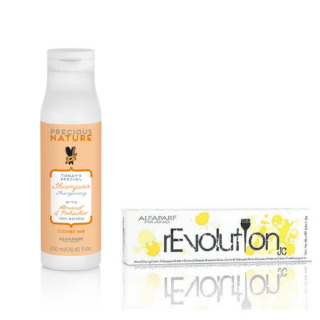 Lote Ahorro Alfaparf Precious Nature Shampoo Sicily para cabellos teñidos 250 ml + rEvolution Yellow