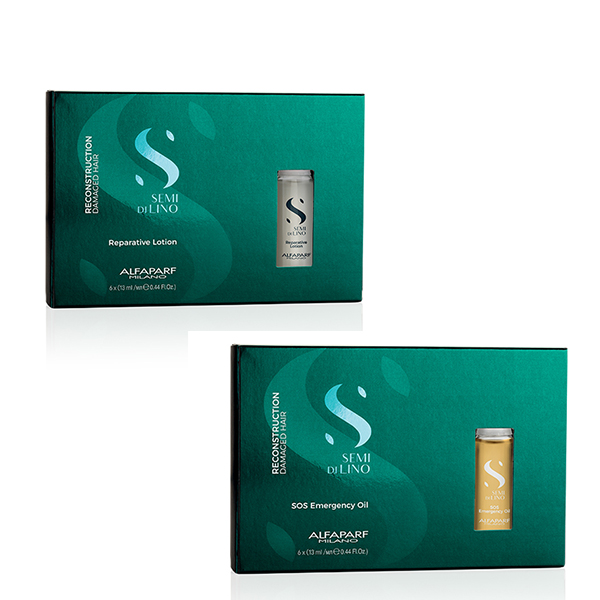 Oferta Pack Alfaparf Semi Di Lino Reconstruction SOS Emergency Oil + Reparative Lotion