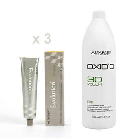 Pack complemento Tintes Alfaparf Evolution Of The Color (3 unidades) + Oxid´o 1000 ml.